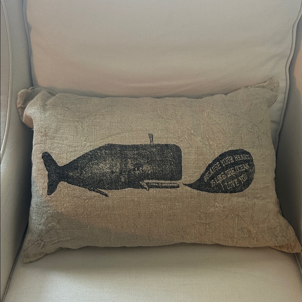 Sugarboo  & CO Linen Whale Print Lumbar Pillow Case